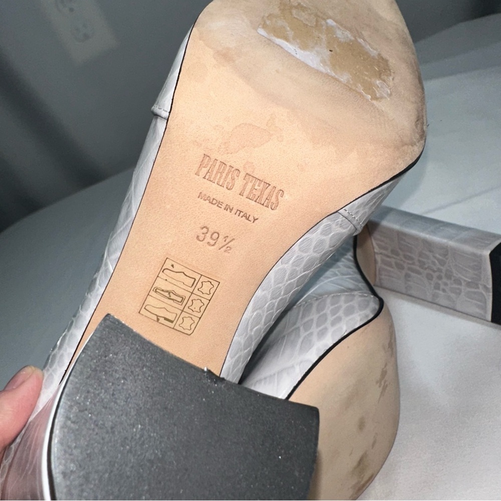 Paris Texas White Grigio Perla 9.5 Crocodile Embossed Leather Boots Celebrity - Picture 9 of 12